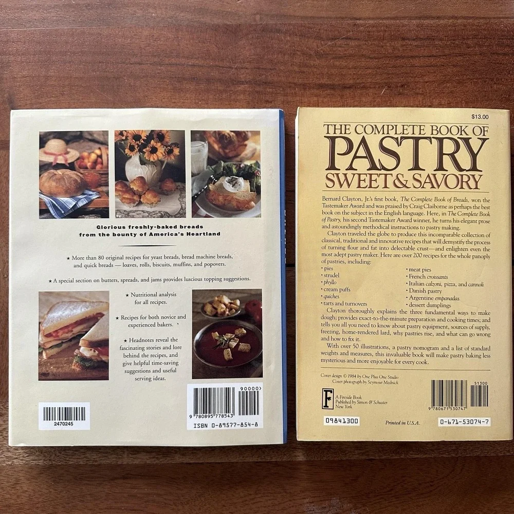 Vintage Lot 2 Cookbooks Bread Pastry Heartland Cooking Bernard Clayton‎ Books